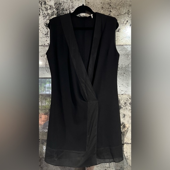 SANDRO Black Crossover Plunge V Neck, Sleeveless Long Blouse Top, Size 3/L - Picture 2 of 6